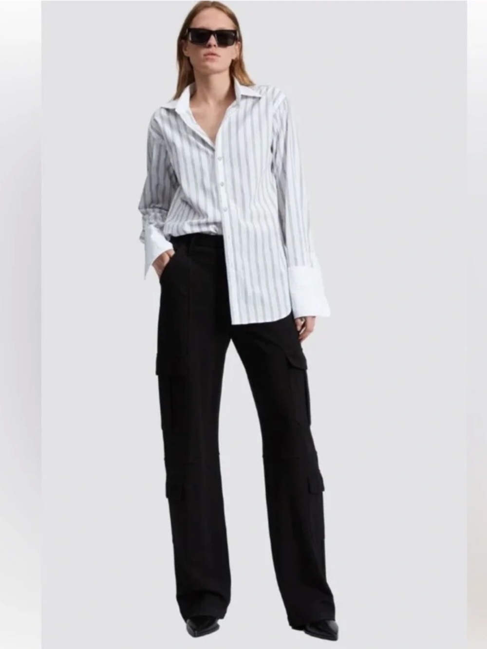 NEW Rag & Bone High Waist Wide Leg Cargo Utility Trousers Pants.  Jet Black.   M